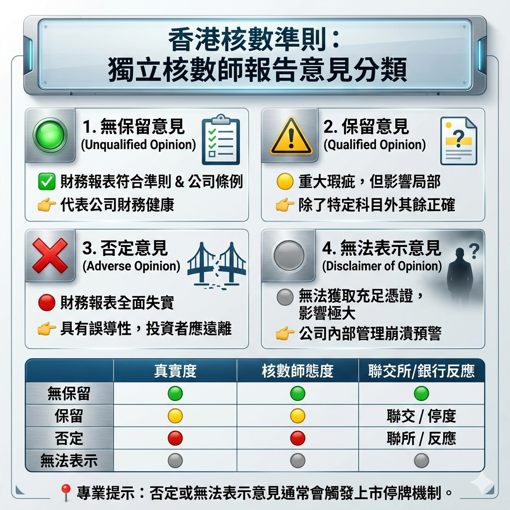 香港獨立會計核數報告 專業意見類型
